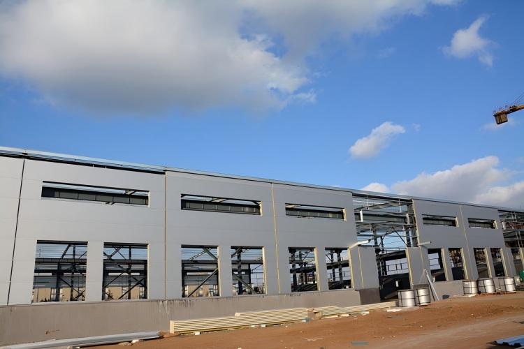 تشييد مبنى الهيكل الصلب للتخزين وصالة العرض